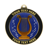 Music Lyre Insert Medal with Personalized Rim