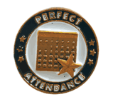 Perfect Attendance Gold Enamel Lapel Pin