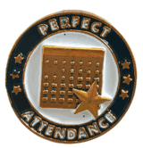 Perfect Attendance Gold Enamel Lapel Pin