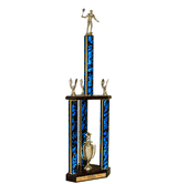 Quick-Ship Two-Tier 3-Column Trophies - Badminton