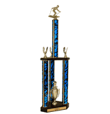 Quick-Ship Two-Tier 3-Column Trophies - Downhill Skiing