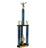 Quick-Ship Two-Tier 3-Column Trophies - Volleyball