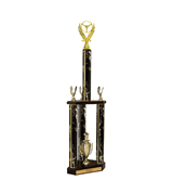 Quick-Ship Two-Tier 3-Column Trophies - Winged Wheel