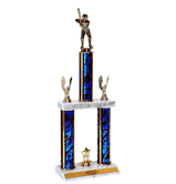 Quick-Ship Two-Tier Trophies with Baseball Figure