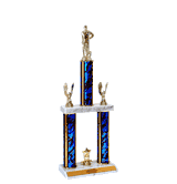 Quick-Ship Two-Tier Trophies with Cricket Figure