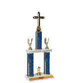 Quick-Ship Two-Tier Trophies with Cross Figure