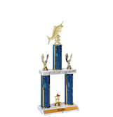 Quick-Ship Two-Tier Trophies with Marlin Fish Figure