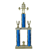 Quick-Ship Two-Tier Trophies with Weightlifting Figure