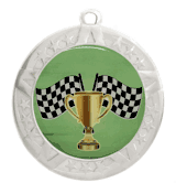 Epoxy Dome Silver Frame Insert Medal: Racing