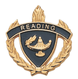 Reading Lapel Pin with Academic Lamp