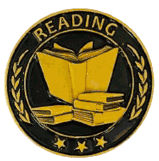 Reading Lapel Pin with Wreath & Book Design