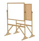 Reversible Whiteboard / Cork Bulletin Board with Wood Frame, 3'H x 4'W