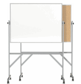 Reversible Whiteboard / Natural Cork Bulletin Board with Aluminum Frame, 3'H x 4'W