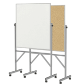 Reversible Whiteboard / Natural Cork Bulletin Board with Aluminum Frame, 4'H x 3'W