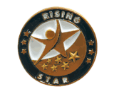 Rising Star Gold Enamel Lapel Pin