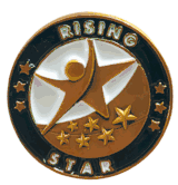 Rising Star Gold Enamel Lapel Pin