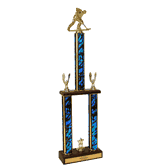 Roller Hockey Two Tier Championship Trophy with Wood Base