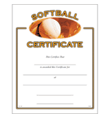 Softball Certificates