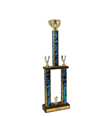 Softball Glove Two Tier Championship Trophy with Wood Base