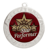 Epoxy Dome Silver Frame Insert Medal: Star Performer