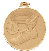 Track Shoe & Stop Watch - 2 Inch Diamond Cut Edge Medal with Ribbon