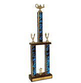 Two-Tier Championship Trophy w/ Wood Base - Academic Figure