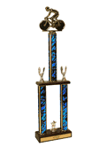 Two-Tier Championship Trophy w/ Wood Base - Bicycle Figure