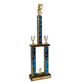 Two-Tier Championship Trophy w/ Wood Base - Broomball