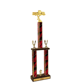 Two-Tier Championship Trophy w/ Wood Base - Car Show, Vintage Pick-up