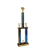 Two-Tier Championship Trophy w/ Wood Base - Cards Figure