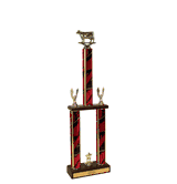 Two-Tier Championship Trophy w/ Wood Base - Cow Figure