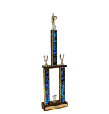 Two-Tier Championship Trophy w/ Wood Base - Cricket Figure