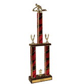 Two-Tier Championship Trophy w/ Wood Base - Curling