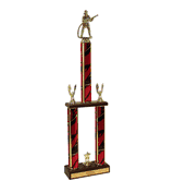 Two-Tier Championship Trophy w/ Wood Base - Fireman