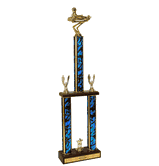 Two-Tier Championship Trophy w/ Wood Base - Go Kart