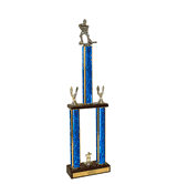 Two-Tier Championship Trophy w/ Wood Base - Hockey