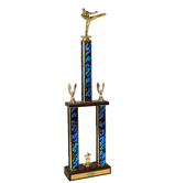 Two-Tier Championship Trophy w/ Wood Base - Karate