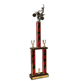 Two-Tier Championship Trophy w/ Wood Base - Motocross