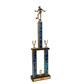 Two-Tier Championship Trophy w/ Wood Base - Skateboarding