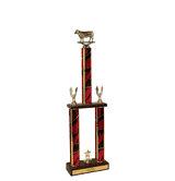 Two-Tier Championship Trophy w/ Wood Base - Steer Figure