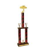 Two-Tier Championship Trophy w/ Wood Base - Street Rod Figure