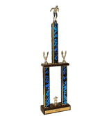 Two-Tier Championship Trophy w/ Wood Base - Swimming