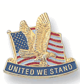 United We Stand Pins Flag & Eagle Pins