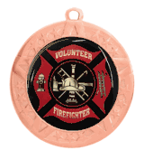 Epoxy Dome Insert Medal with Bronze Frame: Volunteer Firefighter