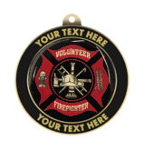 Volunteer Firefighter Insert Medal with Personalized Rim