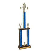 Weightlifter Two Tier Championship Trophy with Wood Base