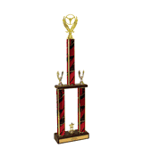 Winged Wheel Two Tier Championship Trophy with Wood Base