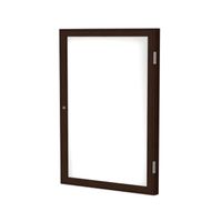 1 Door Enclosed Porcelain Magnetic Whiteboard with Walnut Wood Frame, 24"H x 18"W