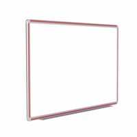 Magnetic Porcelain Whiteboard with DecoAurora Aluminum Frame, 3'H x 4'W, Red